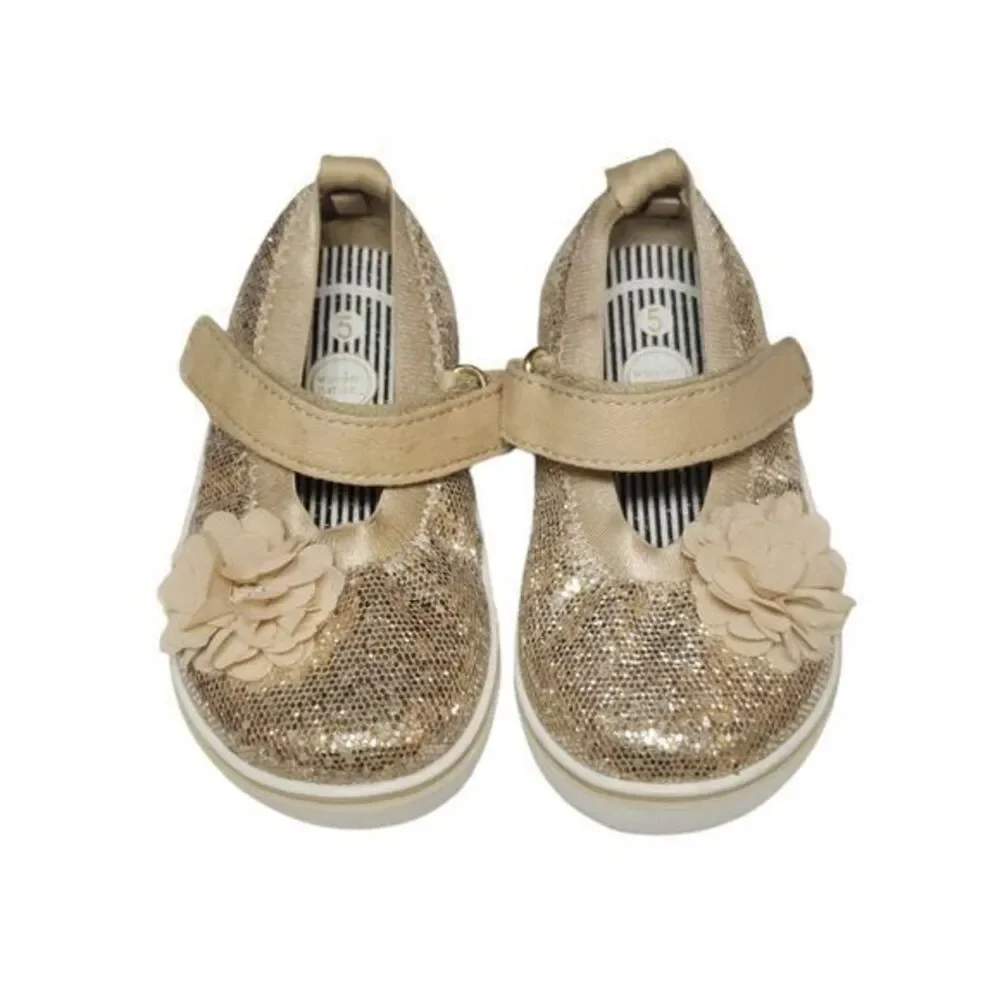 Wonder Nation Toddlers Sparkly Glitter Shoes Casual Mary Jane Shoe Gold Size 5‎